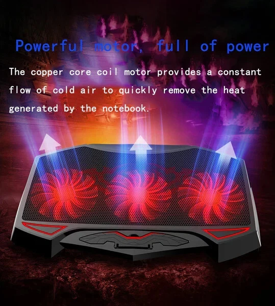 BASE DI RAFFREDDAMENTO PER NOTEBOOK CON 3 VENTOLE SILENZIOSE SUPPORTO PC 2 USB - Immagine 1 di 4