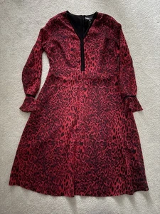 Brand New Sosander Leopard Print Red Dress - Size 16 - Picture 1 of 3
