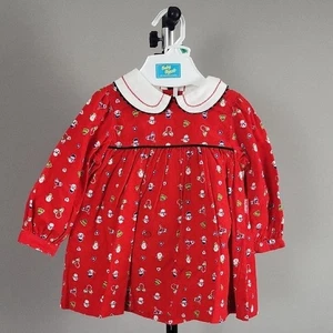 Conjunto de Vestido de Vacaciones Vintage Baby B'Gosh Rojo Pana, 100% Algodón, Talla 18 Meses - Imagen 1 de 7