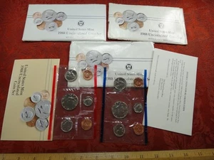 3x 1988 P&D United States Uncirculated Mint Sets w/ Envelopes - Free S&H USA - Picture 1 of 5