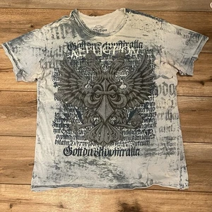 Y2K Affliction Signature Series Fedor Emelianenko AOP Blue Gray T-Shirt Sz L - Picture 1 of 9