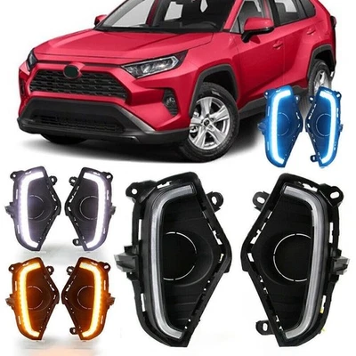 2X LED DRL Daytime Running Light Turn Signal Fog Lamp For 2019-2020 Toyota RAV4 - Image 1 of 4