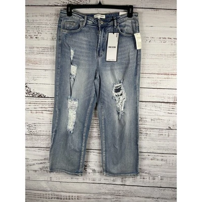 Calça jeans feminina Almost Famous Dad 13 cintura alta desgastada perna reta - Imagem 1 de 4