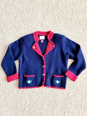 Cárdigan Suéter De Colección Susan Bristol Para Mujer Grande Azul Marino Floral 1989 Bordado Foto 1 de 4