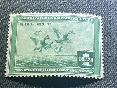 US Federal Migratory Bird Stamp Scott #RW4 Scaup Ducks Mint C.1937 - Image 1 of 2