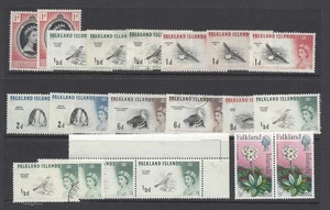 FALKLAND ISLANDS 1953- 72 QE11, SMALL RANGE VALUES TO 9d, 20 VALUES. UM/MM/USED - Picture 1 of 1