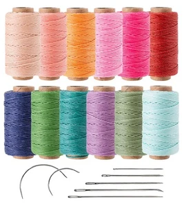 12 Colored Round Waxed Thread 0.8mm, 35 Yards per Spool, 3 Ply Polyester Wax ... - Picture 1 of 9