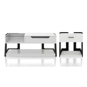 Golden 2-Piece Modern Lift Top Coffee Table and End Table with Open Shelf and... - Picture 1 of 7