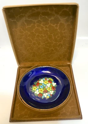 Vintage  Metal Enameled Floral Trinket Dish - G. Sauvin, France-New/Box - Image 1 of 4