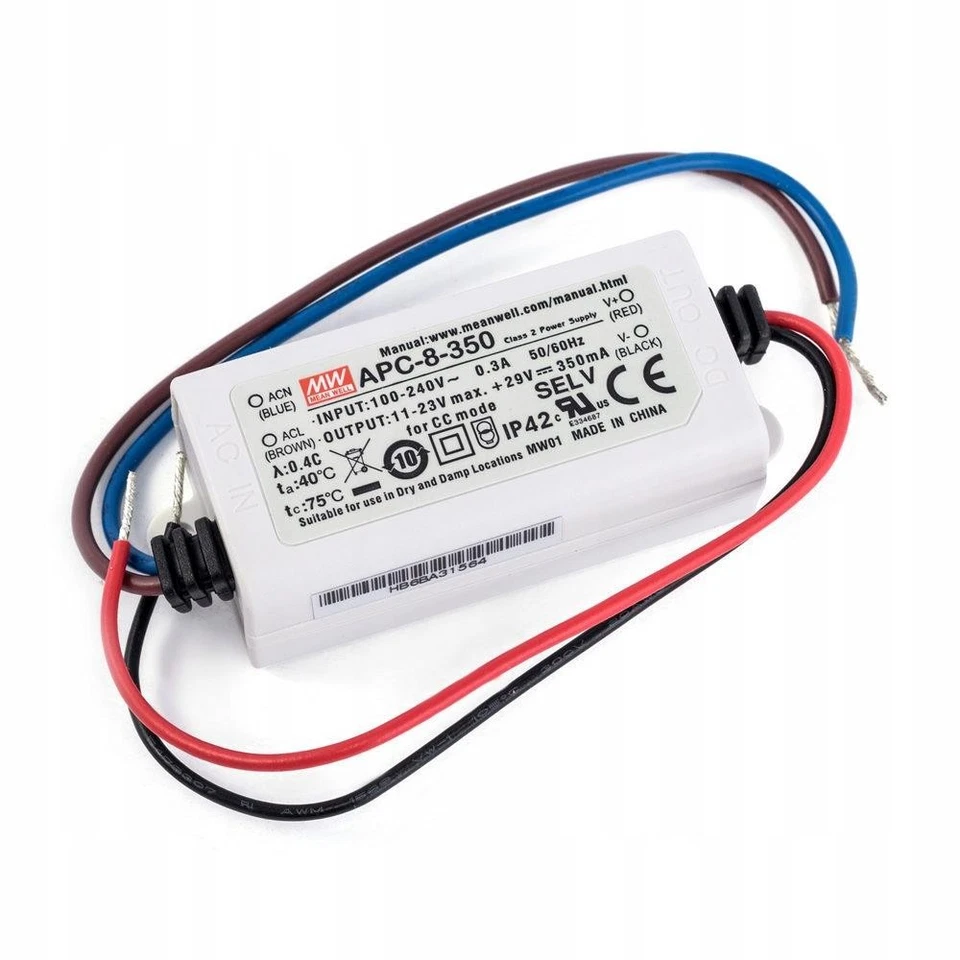 Mean Well LED Driver APC-8-350 8W 11-23Vdc 350mA courant constant