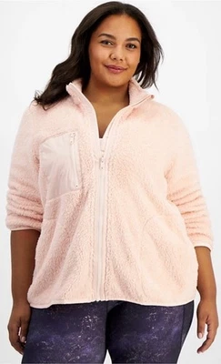 Plus Size Sherpa Jacket-Rose Tint - Size 2X-NWT-Ideology-Soft & Cozy $48 Retail - Image 1 of 4