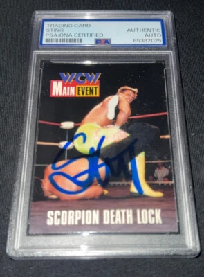 Tarjeta del evento principal de la WCW 1995 autografiada firmada por Sting PSA ADN Foto 1 de 2