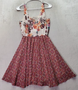 American Rag Cie Mini Dress Women's Size XS White Multi Floral Lined Cinch Waist - Picture 1 of 7