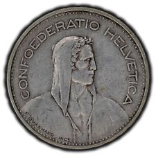 Switzerland 1933 B 5 Francs Silver Coin KM 40  - EF/AU