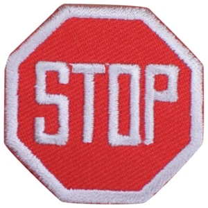 Stop Sign Applique Patch - Road Car Street Sign Embroidered Badge 1.5" (Iron on) - Picture 1 of 1