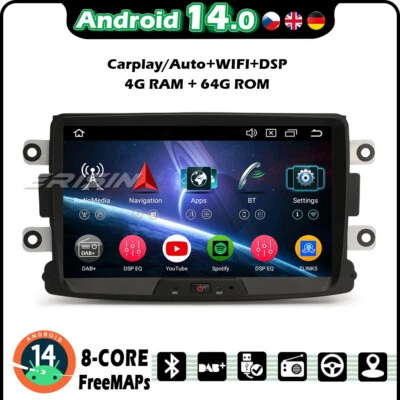 8"Android 14 Autoradio GPS Navi Carplay DSP Renault Dacia Duster Sandero Dokker - Bild 1 von 4