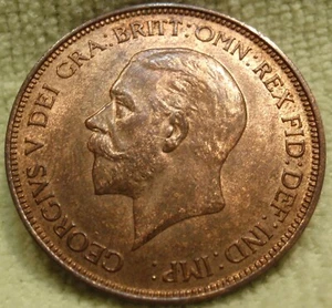UK GB PENNY 1936 George V  BU Red/Brown HIGH GRADE Unc Luster - Picture 1 of 2