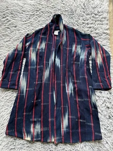 Osei Duro Coat Womens Medium Theca Open Front Jacket Handwoven Indigo Ikat - Picture 1 of 9