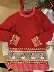 Lands’ End Girls M 10-12 Snowman Holiday Tunic Sweater - Picture 1 of 6