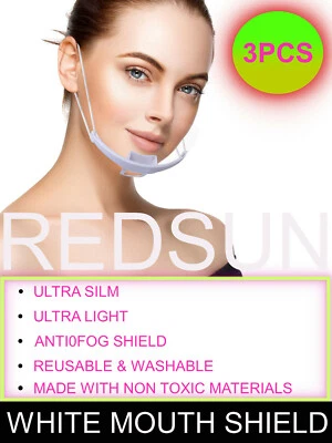 Protector bucal antiniebla plástico transparente blanco 3 piezas, restaurantes, máscara facial Foto 1 de 3