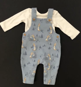 Baby Boys Peter Rabbit Blue Dungarees And Top - Picture 1 of 4