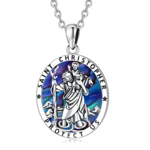 Collar colgante MLD 925 plata esterlina San Cristóbal concha de abulón - Imagen 1 de 15