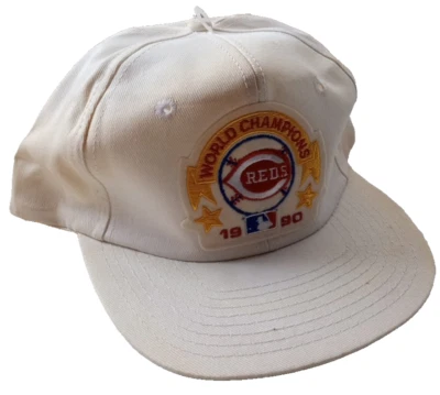 Cincinnati Reds, Hat, Snapback, World Champs, MLB 1990, White Twins Cap, Vintage - Image 1 of 4