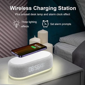 Alarm Clock Wireless Charger Dock For Samsung Galaxy S25 S24 S23+ Note20 Z Flip6 - Picture 1 of 19