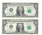1969A $1 RICHMOND FRNs. 2 Consecutive, Crisp & UNCIRCULATED Banknotes.