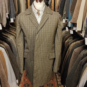 Vintage Herren 42R - 44R Check Pea Coat Mantel Wolljacke Harris Style Tweed - Bild 1 von 12