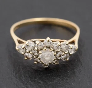 Vintage 9 kt 9 kt Gold Ring mit CZ Edelstein Cluster Birmingham Punze Größe P - Bild 1 von 8