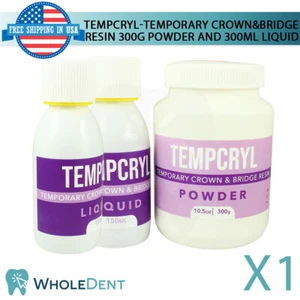 Tempcryl Temporary Crown Bridge Resin Powder 300g Liquid 300ml Shades Dental Lab - Picture 1 of 5