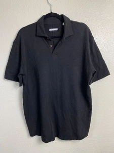 RYE 51 Black Short Sleeve Polo Shirt Men Size Large Cotton Golf Classic Basic - Picture 1 of 10