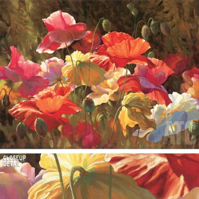 AMAPOLAS BAJO SOL 40W"X30H" de LEON RUOLETTE - LONA FLORES ÁMBAR ROJO VIOLETA Foto 1 de 4