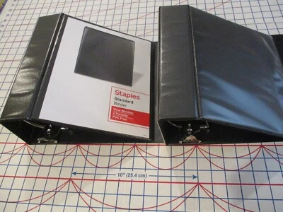 NEW Lot 2 STAPLES 5" D-Ring 3-Ring Binders/Black/Clear Overlay/Inside Pockets - Image 1 of 4