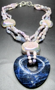 AMY KAHN RUSSELL AKR Druzy Blue Stone Beaded Necklace - Picture 1 of 3