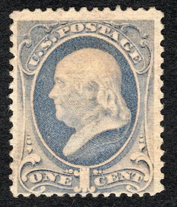 US 1873 1¢ Franklin stamp #156 Mint Hinged No Gum CV $90 - Picture 1 of 2