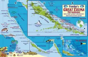 Great Exuma Bahamas Dive Map & Coral Reef Guide Waterproof Fish Card Franko Maps - Imagen 1 de 2