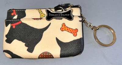 Dooney and Bourke Y2K Laminado Marfil "Scottie" Perro Llavero Monedero Monedero Foto 1 de 4