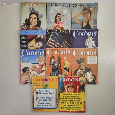 Vintage Coronet Magazine Lot of 11 1939 1940s 1950s 1960 General Interest Digest Foto 1 de 4