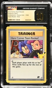 CGC Pristine 10 Here Comes Team Rocket! Holo Celebrations 2021 Pokemon Karte #15 - Bild 1 von 2