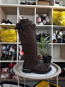 as 98 Lederstiefel mit Reißverschluss hinten braun - Bild 1 von 19