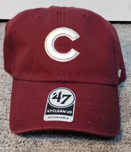 Chicago Cubs Hat Maroon Red '47 Clean Up Adjustable Strap OSFM - Picture 1 of 2