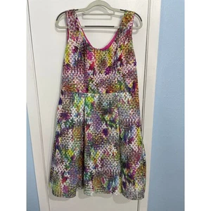 New York & Co Dress Size 14 Pink Abstract Honeycomb Textured Fairy Core Easter - Picture 1 of 9