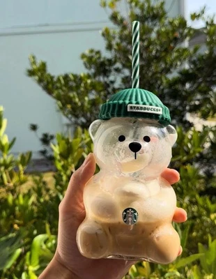 Tarro de vidrio Starbucks Bearista Bearista Bear taza fría con pajita 2026 regalos de Navidad navideños Foto 1 de 4