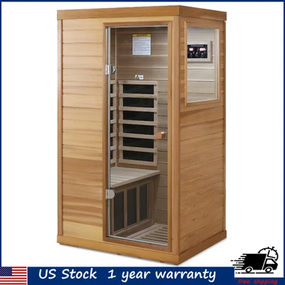 Red Cedar 1 Person Far Infrared Sauna Room Personal Indoor Sauna Detox Spa 1050W - Image 1 of 4