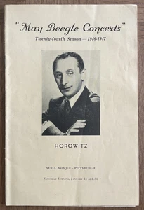 Vintage 1946 - 1947 Horowitz “May Beegle Concerts” Syria Mosque - Pittsburgh - Picture 1 of 4