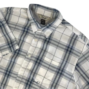 ONeill Mens Size Large Plaid Short Sleeve Button Up Shirt White Blue Casual - Picture 1 of 12