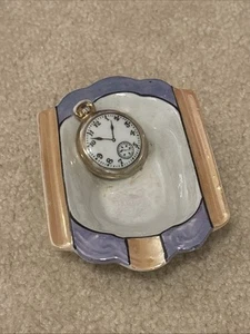Pocket Watch Ceramic Hand Painted Ashtray Made in Japan Art Decoration - Picture 1 of 3