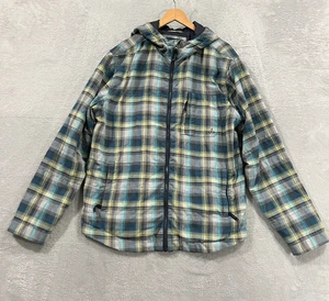 Prana Jacket Mens XL Hooded Flannel Pockets Lined Plaid Hoodie Outdoors - Picture 1 of 12